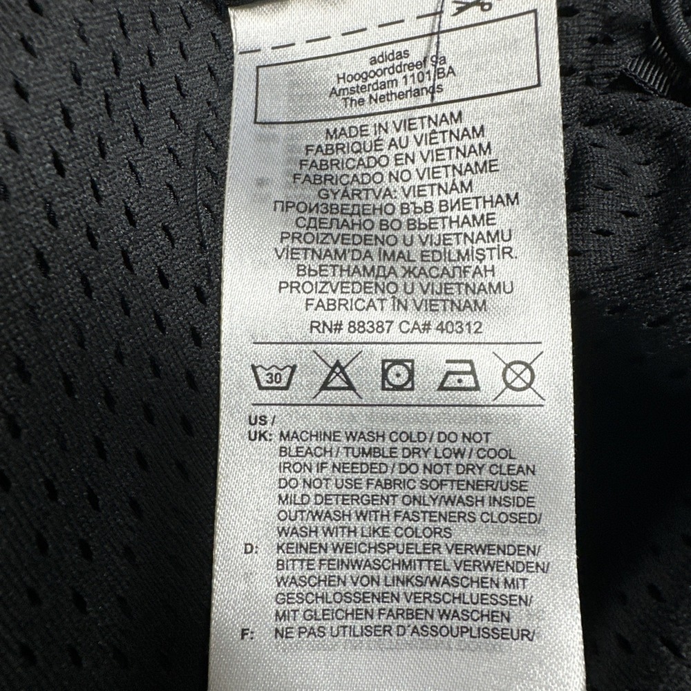 Adidas Track Jacket & Pants Men's Medium Black Logo‎ All Over Print Hooded Lined - Picture 7 of 16